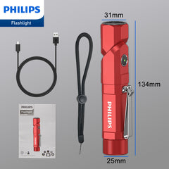 Philips LED Light Compact Flashlight Powerful Flashlight 1000 Lumens SFL5806R Red