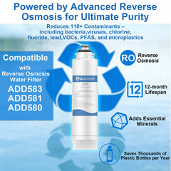BUCKKO Reverse Osmosis Water Filter with Mineraliser, 12-Month Filter Life, Compatible with Philips ADD583 ADD580 ADD6860 ADD6833 ADD6803 1 x RO replacement test strip White 3 Pack