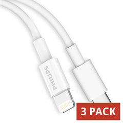 Philips 2m USB-C to Lightning Charging Cable Mfi Certified Connector for iPhone, 3 Pack