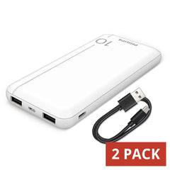 Philips Magnetic Powerbank 10000mAh Power Bank USB Portable Charger Reliable 5V 2.1A iPhone 16 / 15 / 16 & 15 Pro/ 16 & 15 &14 Pro Max/13/12 Series (White), 2 Pack