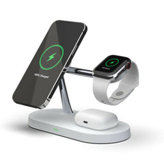 BUCKKO 5 in 1 Wireless Charging Station Compatible with Magsafe Qi | iPhone | iWatch |Airpod Charging Station| Nightlight (White,Black)