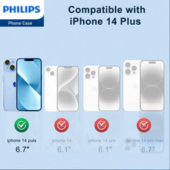 Philips for iPhone 14 Plus Case Clear, Supports Magnetic Wireless Charging, Non-Yellowing Shockproof Phone Bumper Cover DLK6108T