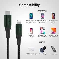 Nokia Pro Cable P8200 Combo (Green) - MFI Apple L & Type-C