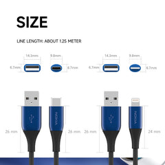 Nokia Pro Cable P8201 Combo (Blue) - MFi Apple L &  Type-C