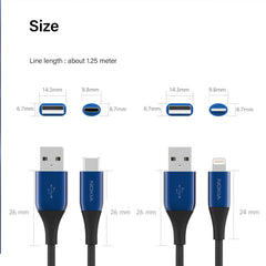 Nokia Pro Cable P8201 Combo (Blue) - MFi Apple L &  Type-C