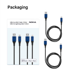 Nokia Pro Cable P8201 Combo (Blue) - MFi Apple L &  Type-C