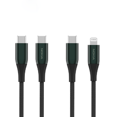 Nokia Pro Cable P8200 Combo (Green) - MFI Apple L & Type-C