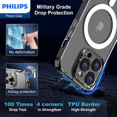 Philips for iPhone 14 Pro Case Clear, Supports Magnetic Wireless Charging, Non-Yellowing Shockproof Phone Bumper Cover DLK6107T