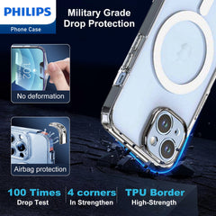 Philips for iPhone 14 Plus Case Clear, Supports Magnetic Wireless Charging, Non-Yellowing Shockproof Phone Bumper Cover DLK6108T