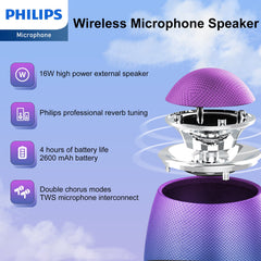 Philips Wireless Bluetooth Microphone For Karaoke / Speaker Handheld Mic Blue DLM9318CU