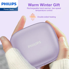 Philips Rechargeable Hand Warmer Ultra-Lightweight 2-Stage Temperature Control/4-Hour Continuous Heat Generation Electronic Hand Warmer 2-in-1 Mobile Battery 5200 mAh Electric Hand Warmer USB Itiro Portable Convenient USB Purple DLP2136VP
