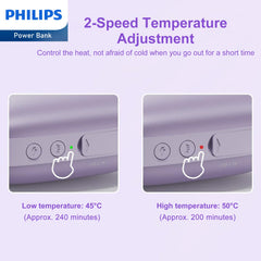 Philips Rechargeable Hand Warmer Ultra-Lightweight 2-Stage Temperature Control/4-Hour Continuous Heat Generation Electronic Hand Warmer 2-in-1 Mobile Battery 5200 mAh Electric Hand Warmer USB Itiro Portable Convenient USB Purple DLP2136VP