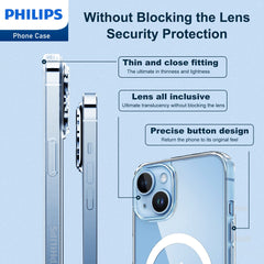 Philips for iPhone 14 Plus Case Clear, Supports Magnetic Wireless Charging, Non-Yellowing Shockproof Phone Bumper Cover DLK6108T