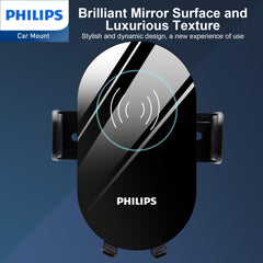 Philips Wireless Car Charger, 15W Qi Fast Charging Car Charger Phone Mount , Auto-Clamping Phone Holder with Suction Cup Holder & Air Vent Clip, fit for iPhone 14 13 12 11 Pro Max Xs, Samsung Galaxy S23 Ultra S22 DLK3525Q