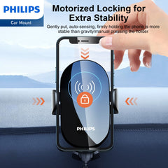 Philips Wireless Car Charger, 15W Qi Fast Charging Car Charger Phone Mount , Auto-Clamping Phone Holder with Suction Cup Holder & Air Vent Clip, fit for iPhone 14 13 12 11 Pro Max Xs, Samsung Galaxy S23 Ultra S22 DLK3525Q