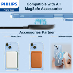 Philips for iPhone 14 Plus Case Clear, Supports Magnetic Wireless Charging, Non-Yellowing Shockproof Phone Bumper Cover DLK6108T