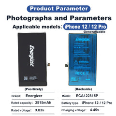 Energizer for iPhone 12 / 12Pro 2815mAh High Capacity Battery Replacement  A2407  etc.with Battery Installation Toolkit