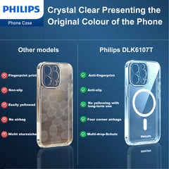 Philips for iPhone 14 Pro Case Clear, Supports Magnetic Wireless Charging, Non-Yellowing Shockproof Phone Bumper Cover DLK6107T