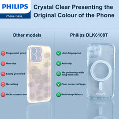 Philips for iPhone 14 Plus Case Clear, Supports Magnetic Wireless Charging, Non-Yellowing Shockproof Phone Bumper Cover DLK6108T