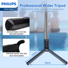 Philips Flexible Tripod Holder Stand Selfie Stick with Bluetooth Remote For iPhone DLK3617N