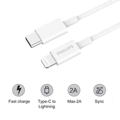 Philips Accessories USB-C to Apple L Charging Cable 1.25m. (White) DLC4576L