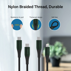 Nokia Pro Cable P8200 Combo (Green) - MFI Apple L & Type-C